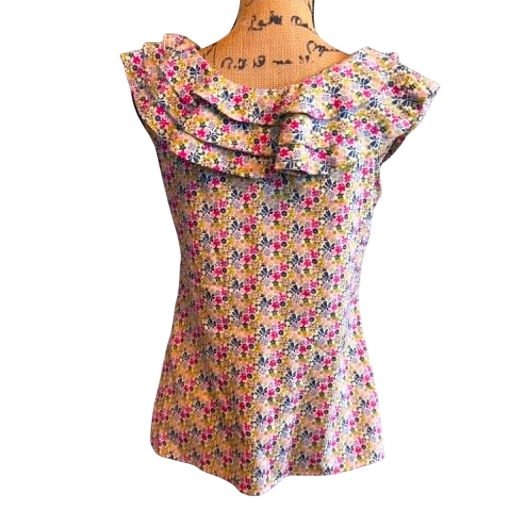 Liberty Womens Ditsy Floral Boho Chic Feminine Ruffle Blouse Small